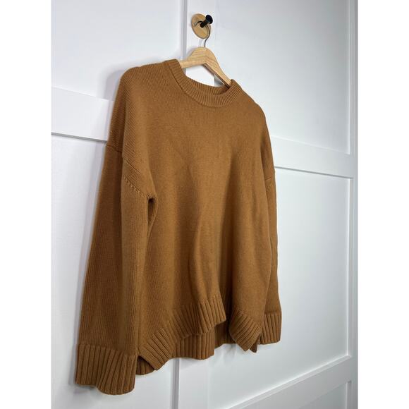 NEW A.L.C Crew Neck Wool Blend Ribbed Hem Knitted Ayden Sweater Brown - Picture 3 of 7